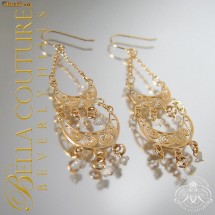 CERCEI AUR 14K SI 18K CU DIAMANTE 1.28 ct-HAUTE COUTURE foto