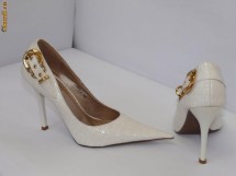 Pantofi albi cu catarama  , toc inalt - (Belle Woman 269-2 white) 40% REDUCERE foto