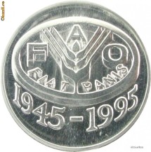 100 lei 1995 - FAO - argint proof cu certificat BNR foto