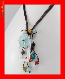 Lant Fantezie Medalion Colorat Buchet Jad-Carnelian-Ametist LFAN-028 foto