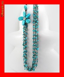 Lant Fantezie Bumbac Decoratiuni Pietre Turcoaz Floare LFAN-033 foto