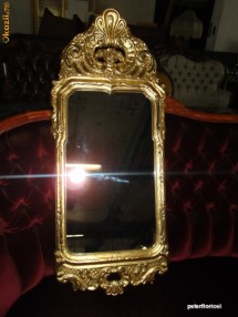 Oglinda Rococo cu foita de aur. Aprox 1850. foto