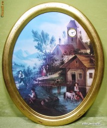 SUPERB TABLOU CU CEAS BIEDERMEIER - VIENA foto