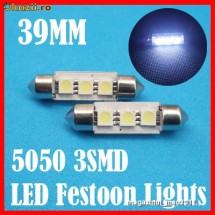 bec led leduri auto C5W festoon cu 3 SMD 5050 39 mm , pentru plafoniera, numar de inmatriculare becuri led foto