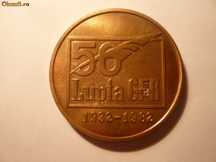 Placheta Aniversarii  a 50 ani Lupta C.F.R. foto mare