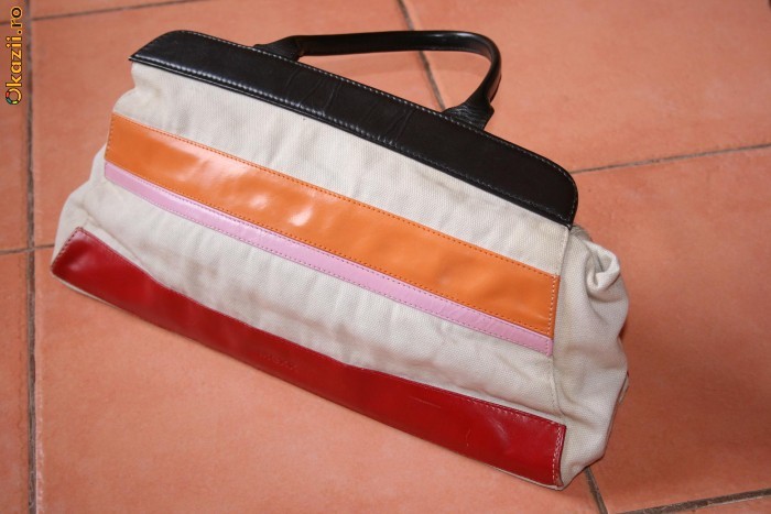 Geanta MEEX piele + material textil foto mare