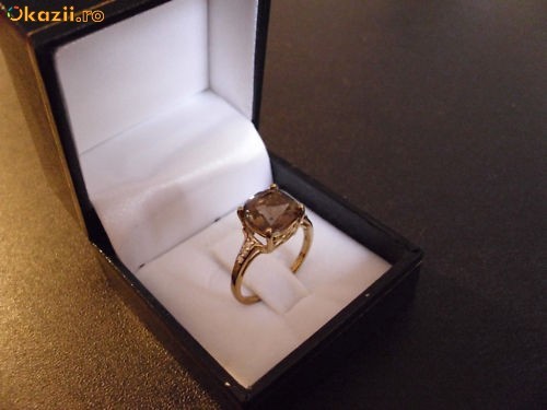 Inel din aur cu cuartz natural de 2,5ct si 6 diamante naturale foto mare