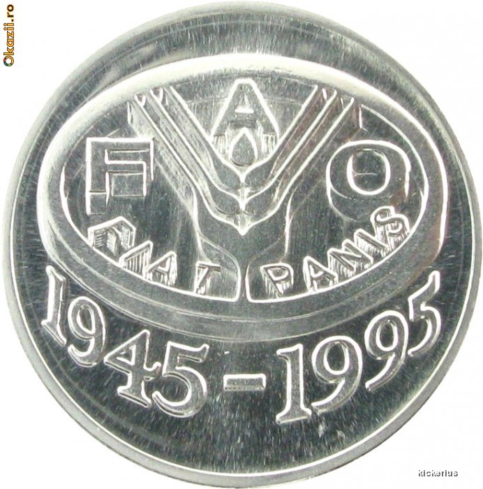100 lei 1995 - FAO - argint proof cu certificat BNR foto mare