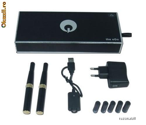Tigara electronica EGO, 2 tigari complete acumulatori 1100 mAh. Bonus Sticluta lichid 20 ml. foto mare