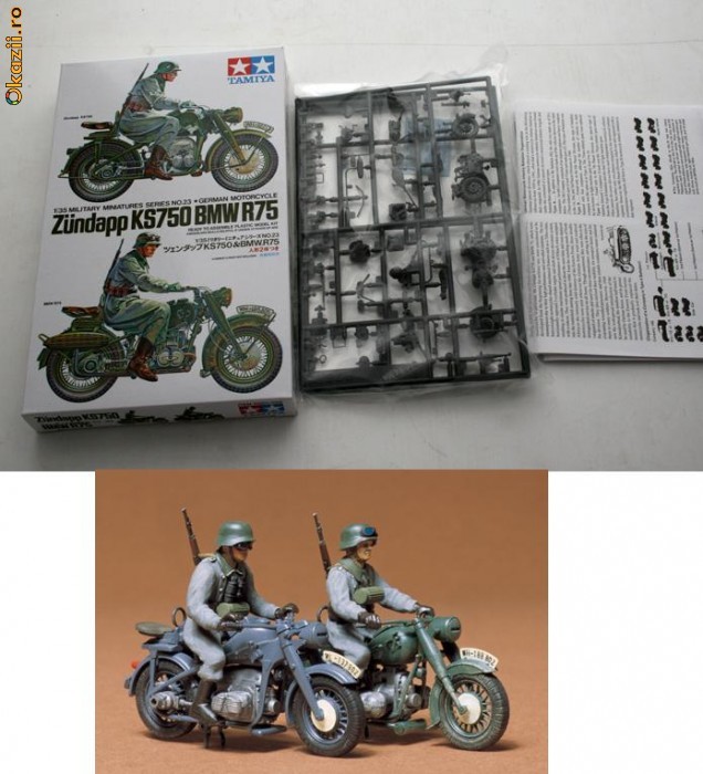 + Macheta Tamiya 35023 1:35 - German BMW R75 si Zundapp - 40 lei + foto mare