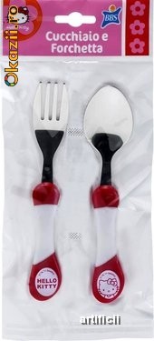 Set tacamuri furculita si lingura HELLO KITTY APPLE foto mare