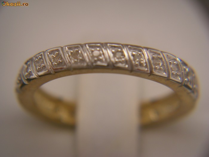 Inele din aur galben si alb, cu diamante naturale 0,15 ct - NOI, elegante -  reducere 50% foto mare