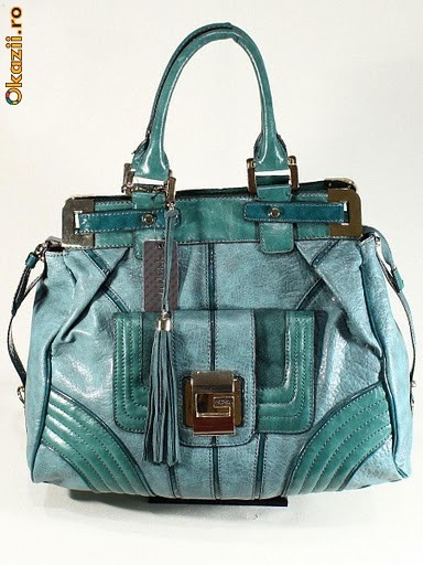 Geanta maxi verde-turcoaz - Guess foto mare