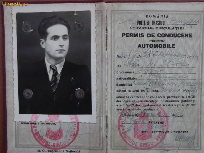 Permis de conducere pentru automobile, 1944 foto mare