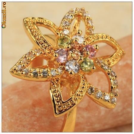 Inel umplut cu aur 18 k si Morganite foto mare