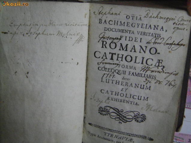 Vand cartea veche. Otia Bachmeyeiana Documenta Veritatis Fidei Romano-Catholicae Forma Colloquii foto mare