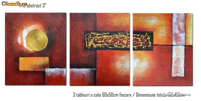 TRIO ABSTRACT 3 - tablou modern 3 piese triptic  - 150x60cm foto mare