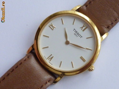 Ceas unisex TISSOT placat cu aur - Quartz foto mare