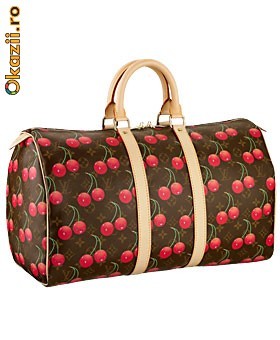 Geanta Louis Vuitton, CERISES CHERRIES MURAKAMI KEEPALL 45 RARE Travel BAG foto mare