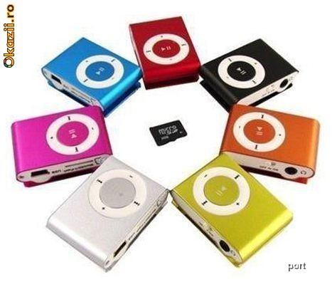 Mp3 Player gen ipod shuffle cu slot card micro SD, casti si cablu de date incluse!!! foto mare