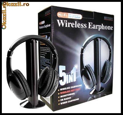 CASTI WIRELESS 5 IN 1 CU MICROFON SI RADIO FM foto mare