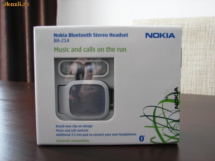 Casti Bluetooth Nokia BH 214 *** STEREO *** Handsfree *** NOU *** SIGILAT foto mare