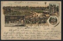 Litografie Munchen,circulata la Bucuresti,1894 foto