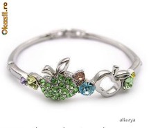 bratara merisoare Swarovski placat aur 18K foto