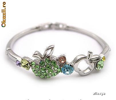 bratara merisoare Swarovski placat aur 18K foto mare